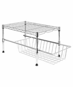 Honey-Can-Do - Cabinet Organizer with Adjustable Shelf and Pull-Out Basket - Chrome