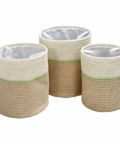 Honey-Can-Do - Set of 3 Small Nesting Paper Straw Baskets with Handles - Natural
