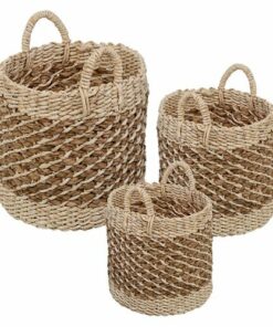 Honey-Can-Do - Tea Stained Woven Basket Set/3 - Natural