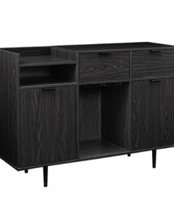 Walker Edison - Modern Open and Closed-Storage Bar Cabinet - Black