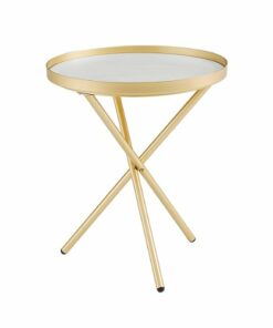 Walker Edison - Contemporary Tray-Top Faux Marble Round Side Table - Gold/Grey Marble