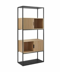 Walker Edison - Modern Bookcase with Open and Closed Storage - Coastal Oak