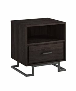 Walker Edison - Contemporary 1-Drawer Metal and Wood Nightstand - Charcoal