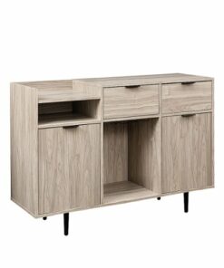 Walker Edison - Modern Open and Closed-Storage Bar Cabinet - Birch