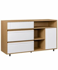 Walker Edison - Contemporary Open and Closed-Storage Sideboard - Coastal Oak