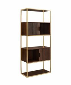 Walker Edison - Modern Bookcase with Open and Closed Storage - Dark Walnut