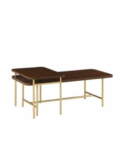 Walker Edison - Contemporary Metal and Wood Nesting Coffee Table - Dark Walnut