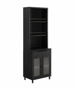 Walker Edison - Contemporary Glass-Door Bar Cabinet - Graphite