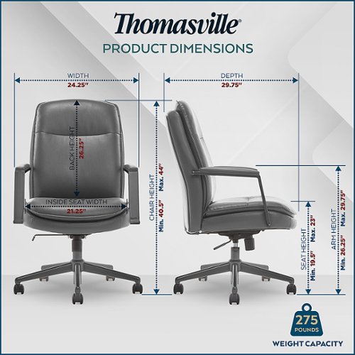 Thomasville - Upton Bonded Leather Office Chair - Gray