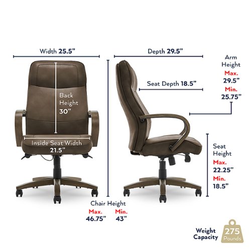 Thomasville - Bonded Leather Executive Office Chair - Brown