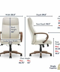 Thomasville - Bonded Leather Executive Office Chair - Cream