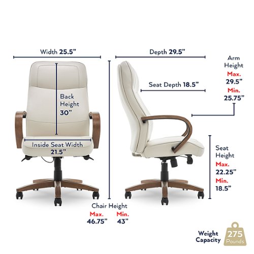 Thomasville - Bonded Leather Executive Office Chair - Cream