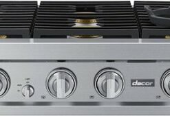 Dacor - Transitional 36" Built-In Gas Rangetop with 6 Burners - Silver Stainless Steel