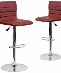 Flash Furniture - Vincent Contemporary Vinyl Barstool (set of 2) - Burgundy