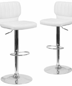 Flash Furniture - Samantha Contemporary Vinyl Barstool (set of 2) - White Vinyl