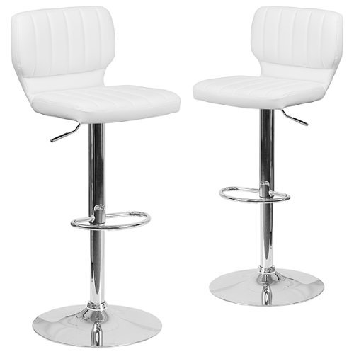 Flash Furniture - Samantha Contemporary Vinyl Barstool (set of 2) - White Vinyl