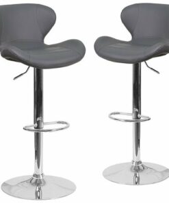 Flash Furniture - Denville Contemporary Vinyl Barstool (set of 2) - Gray Vinyl