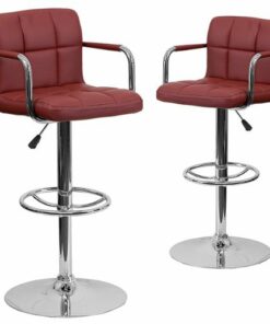 Flash Furniture - Genna Contemporary Vinyl Barstool (set of 2) - Burgundy