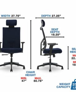 La-Z-Boy - Ergonomic Executive Mesh Office Chair with Adjustable Headrest and Lumbar Support - Navy