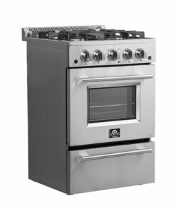 Forno Appliances - Breno 2.3 Cu. Ft. Freestanding Gas Range with Steam Clean Function and LP Conversion Kit - Silver