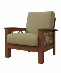 Handy Living - Riverwood Exposed Wood Frame Traditional Linen Armchair - Barley Tan