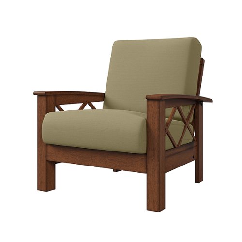 Handy Living - Riverwood Exposed Wood Frame Traditional Linen Armchair - Barley Tan