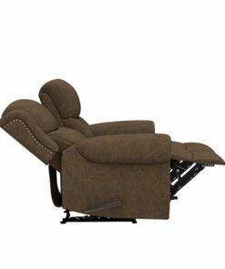 ProLounger - Di'Onna Rolled Arm Distressed Faux Leather 2 Seat Wall Hugger Recliner Loveseat - Saddle Brown