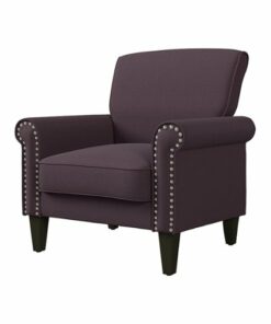 Handy Living - Janet Traditional Linen Armchair with Nailheads - Purple