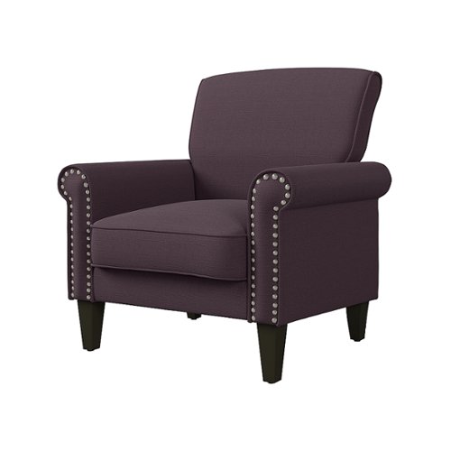 Handy Living - Janet Traditional Linen Armchair with Nailheads - Purple