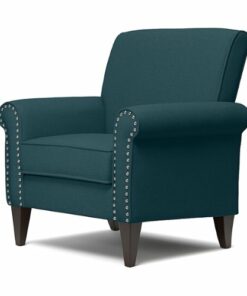 Handy Living - Janet Traditional Linen Armchair with Nailheads - Carribean Blue