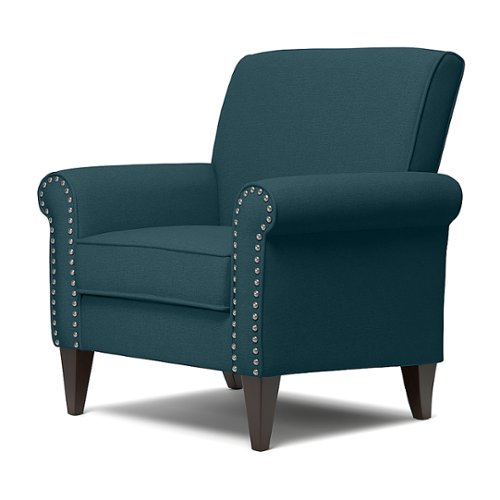 Handy Living - Janet Traditional Linen Armchair with Nailheads - Carribean Blue