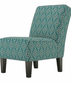 Handy Living - Bryce Transitional Armless Diamond Medallion Accent Chairs (set of 2) - Cerulean Blue
