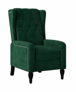 ProLounger - Feigin Velvet Wingback Pushback Recliner Chair - Emerald Green