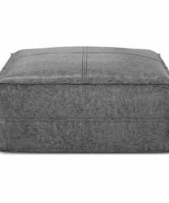 Simpli Home - Brody Large Square Coffee Table Pouf - Distressed Black