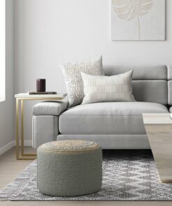 Simpli Home - Serena Round Braided Pouf - Dove Grey