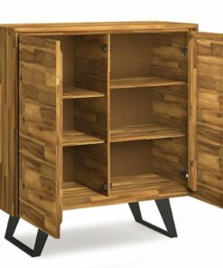 Simpli Home - Lowry Medium Storage Cabinet - Distressed Golden Wheat