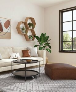 Simpli Home - Brody Large Square Coffee Table Pouf - Distressed Dark Brown