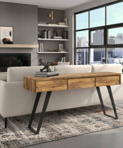 Simpli Home - Lowry Console Sofa Table - Distressed Golden Wheat
