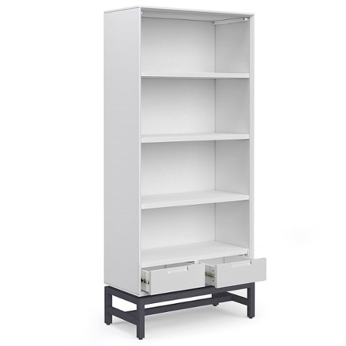 Simpli Home - Banting Mid Century Bookcase - White