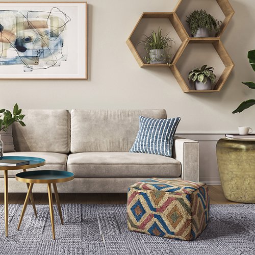 Simpli Home - Johanna Square Pouf - Multi-Color