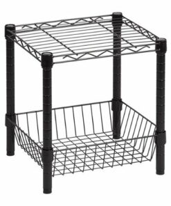 Honey-Can-Do - Wire Shelf With Bottom Storage Basket - Black