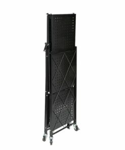 Honey-Can-Do - Collapsible 3-Tier Metal Shelf on Wheels - Black