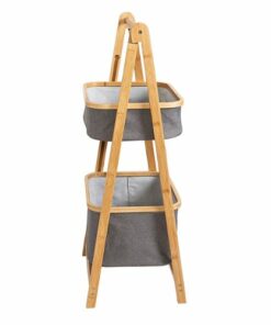 Honey-Can-Do - Small Bamboo & Canvas 2-Tier Collapsible A-Frame Shelving Unit - Natural