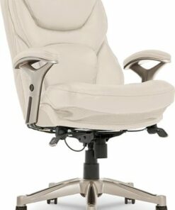 Serta - Upholstered Back in Motion Health & Wellness Office Chair with Adjustable Arms - Bonded Leather - Ivory