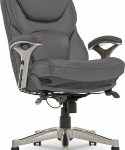 Serta - Upholstered Back in Motion Health & Wellness Office Chair with Adjustable Arms - Bonded Leather - Gray