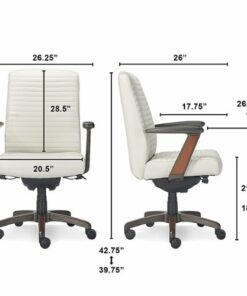 La-Z-Boy - Emerson Bonded Leather Ergonomic Swivel Executive Office Chair - Ivory