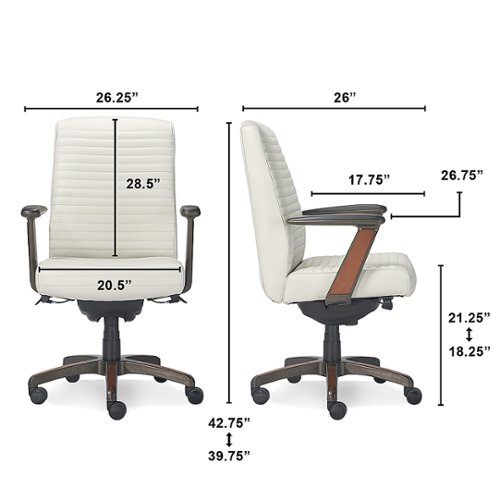 La-Z-Boy - Emerson Bonded Leather Ergonomic Swivel Executive Office Chair - Ivory