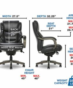 La-Z-Boy - Delano Big & Tall Bonded Leather Executive Chair - Jet Black/Gray Wood