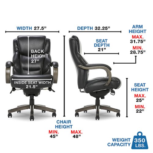 La-Z-Boy - Delano Big & Tall Bonded Leather Executive Chair - Jet Black/Gray Wood