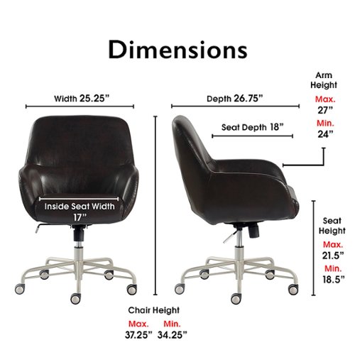 Finch - Forester Modern Bonded Leather Office Chair - Dark Brown